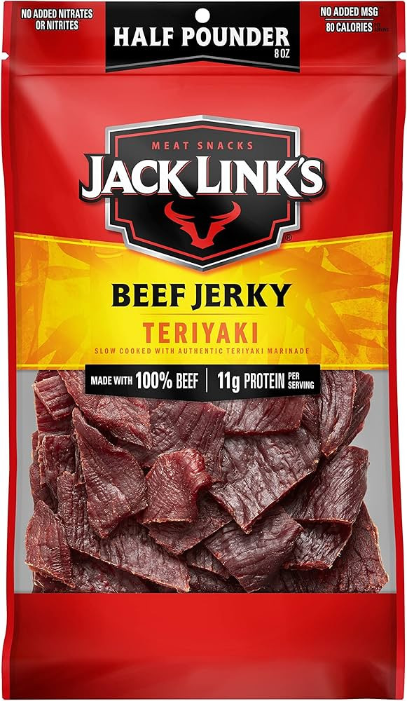 Jack Link's Beef Jerky, Teriyaki, ½ Pounder Bag - Flavorful Meat Snack, 11g of Protein and 80 Ca... | Amazon (US)