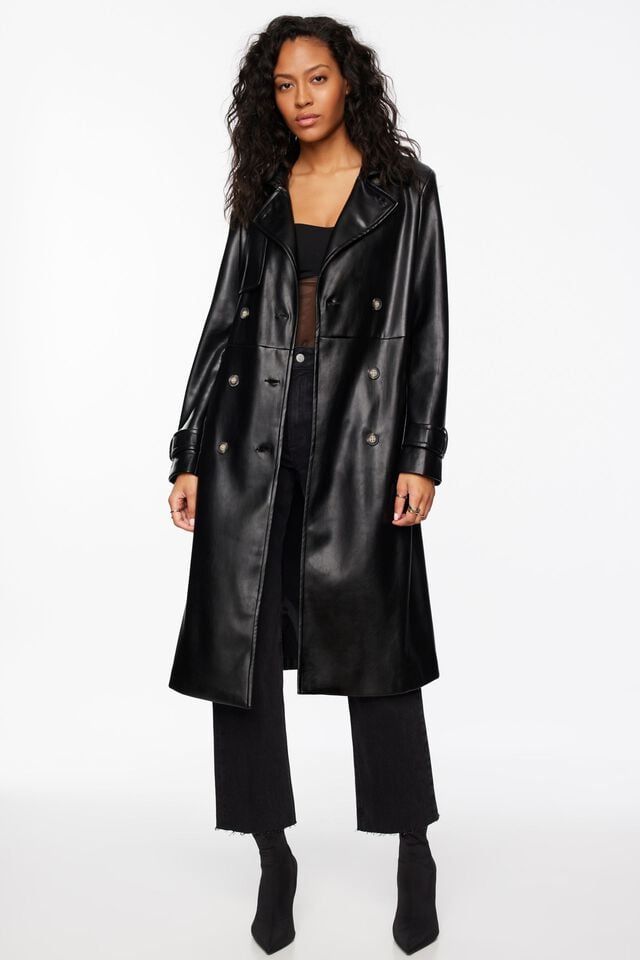 Maxi Faux Leather Trench Coat$139.95 | Dynamite Clothing