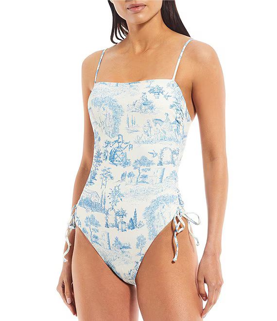 Gianni BiniFamily Matching Mademoiselle Toile Ribbed Ruched Sides One Piece Swimsuit | Dillard's