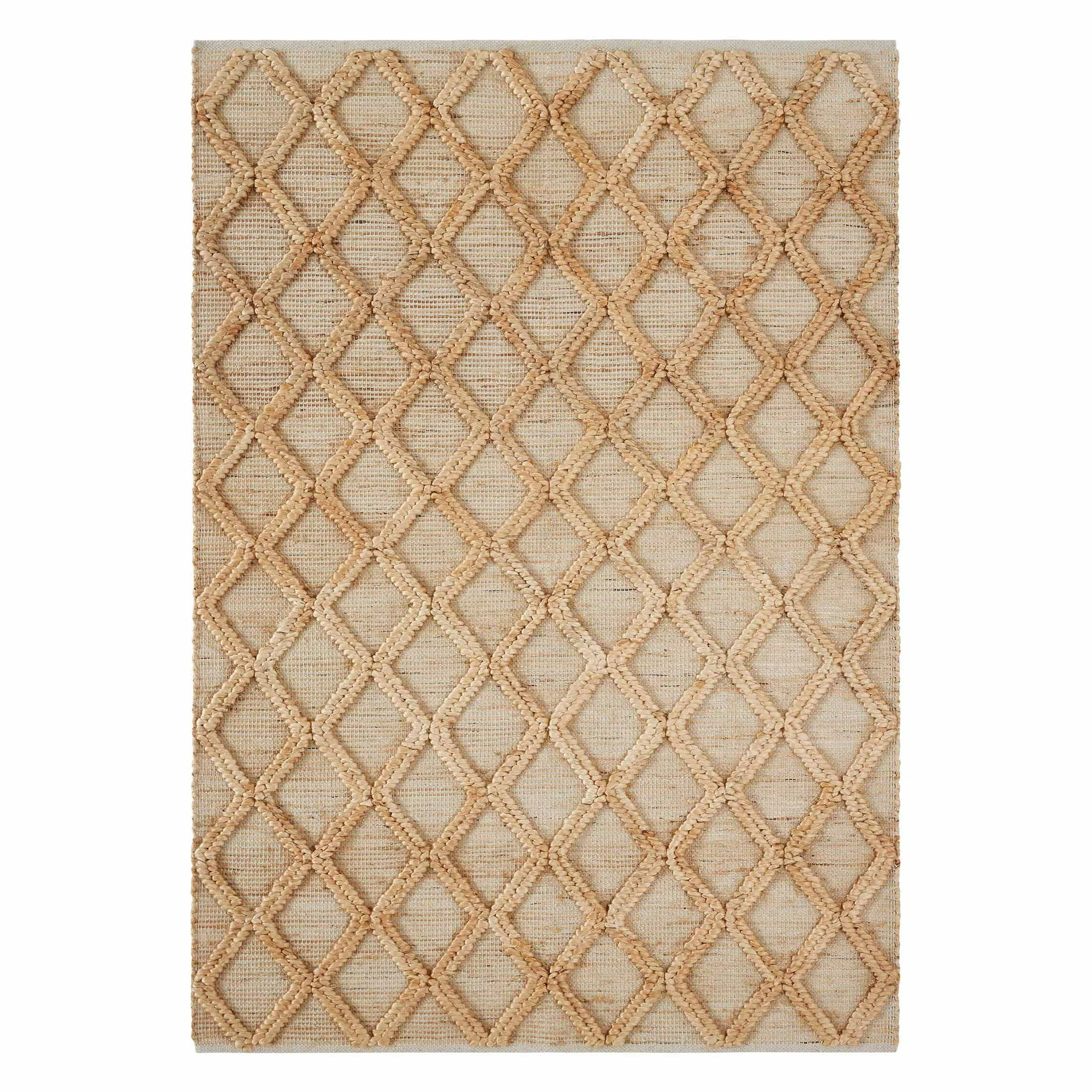 Beautiful Natural Jute Trellis Diamond Indoor Area Rug by Drew Barrymore, 5' x 7' | Walmart (US)