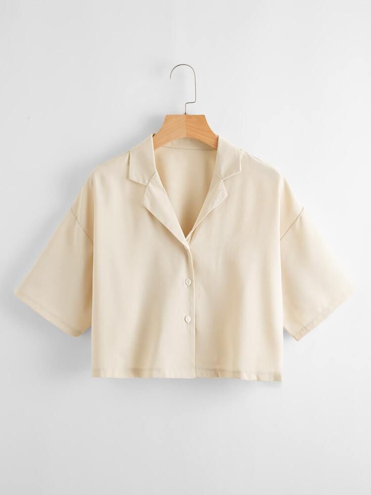 Solid Lapel Neck Blouse | SHEIN