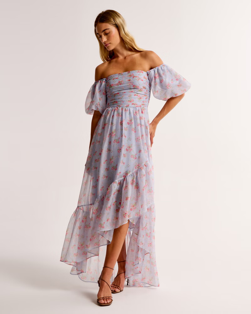 Women's Emerson Off-The-Shoulder Drama Maxi Dress | Women's Dresses & Jumpsuits | Abercrombie.com | Abercrombie & Fitch (US)