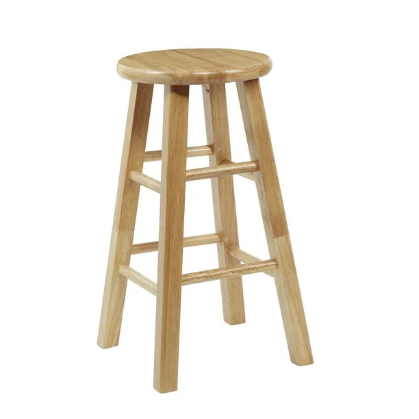 Mainstays Fully Assembled 24" Natural Wood Bar Stool | Walmart (US)