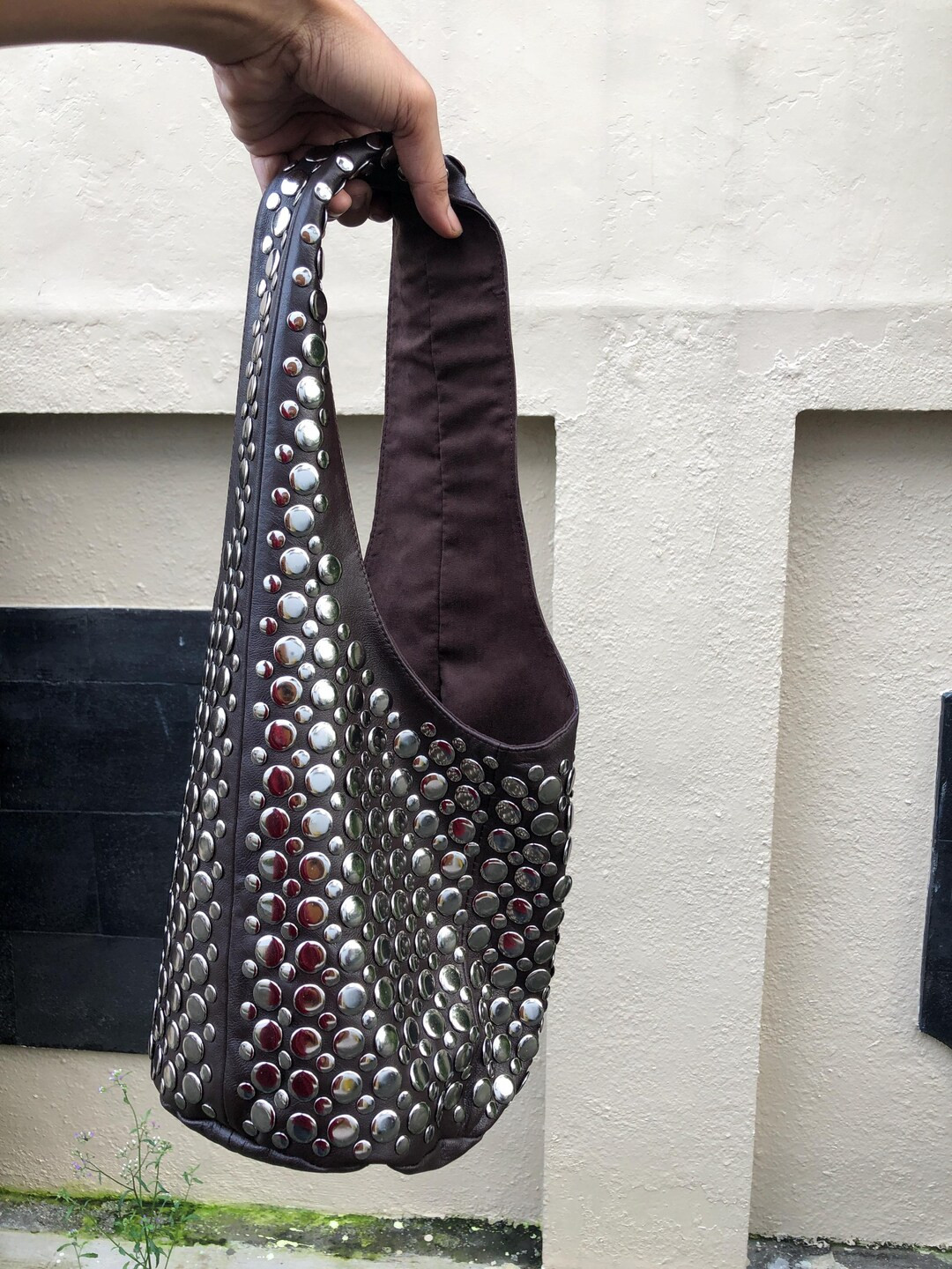 Studded Bag Dark Brown Size Medium - Etsy | Etsy (US)