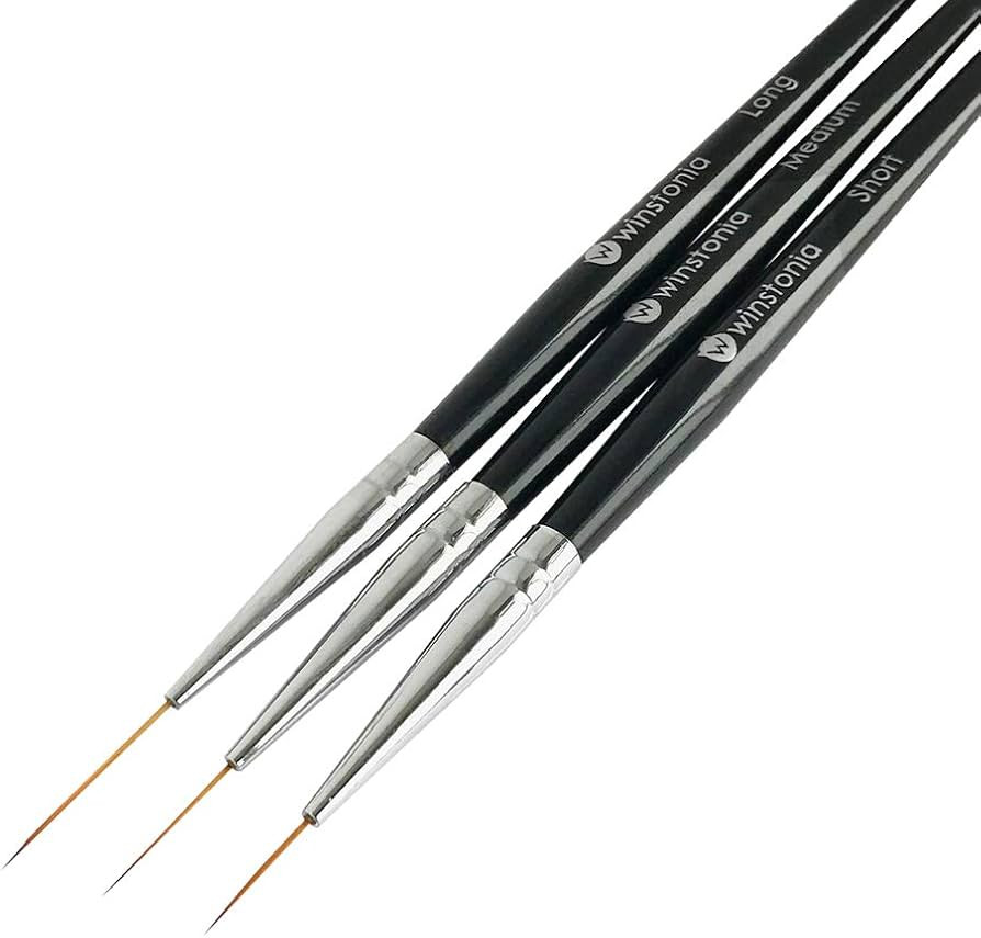 Winstonia Striping Nail Art Brushes for Long Lines, Details, Fine Designs. 3 pcs Striper Brushes ... | Amazon (US)