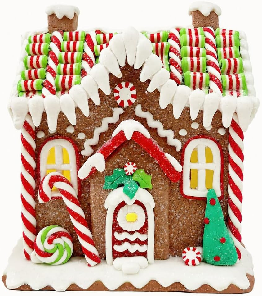 7-Inch Gingerbread House - Battery-Operated Light Up, Clay Dough | Amazon (US)