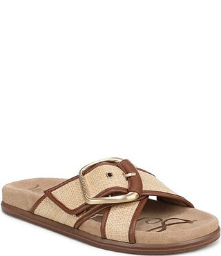 Darla Basket Weave Multi Cross Buckle Hardware Slide Sandals | Dillard's