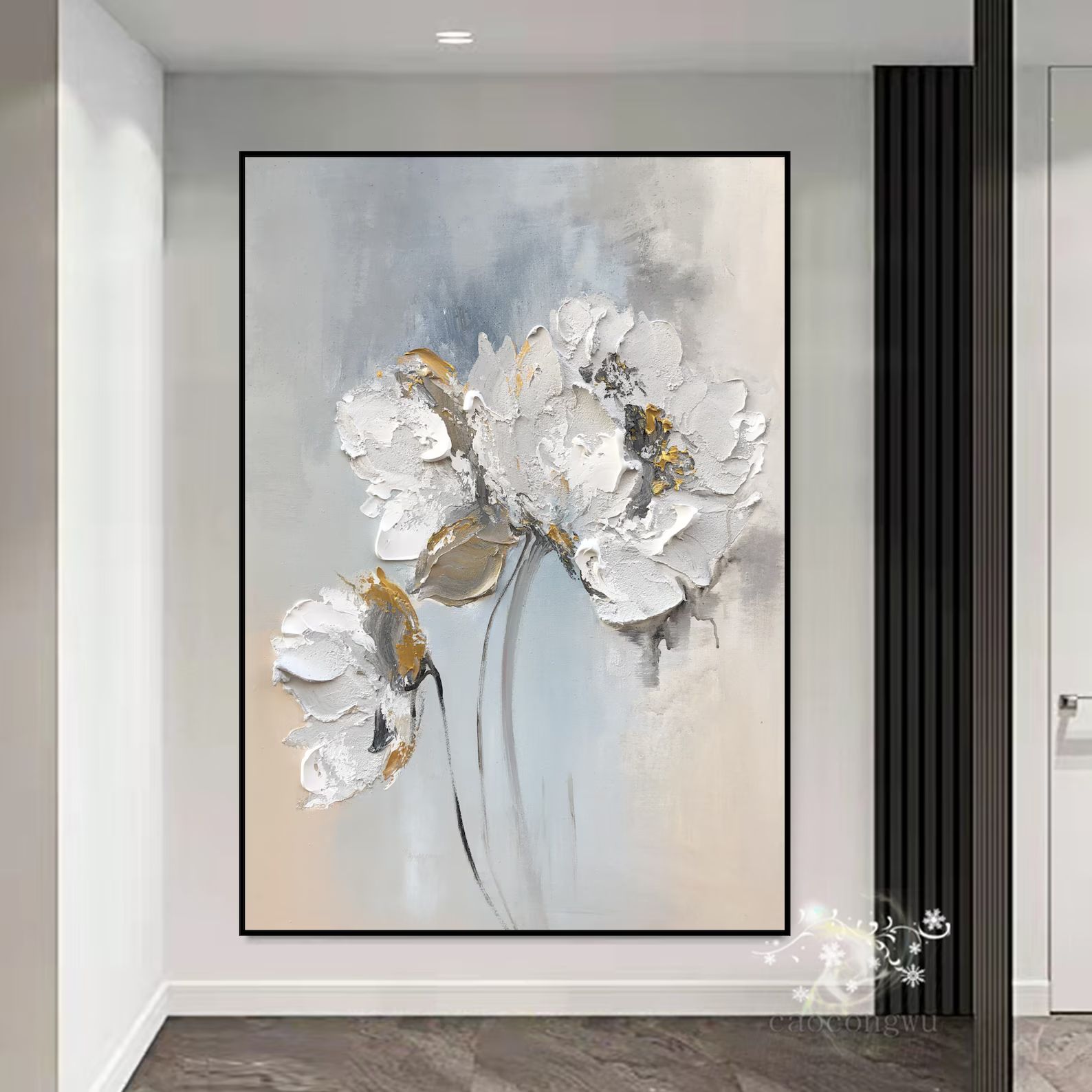 Larger 3D Abstract White Flowers Oil Painting On Canvas, Floral wall Art,  Textured Painting,  Ho... | Etsy (US)