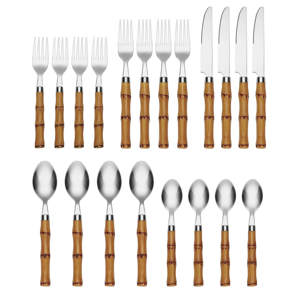 Cambridge Bamboo Handle 20-Piece Flatware Set | Wayfair North America