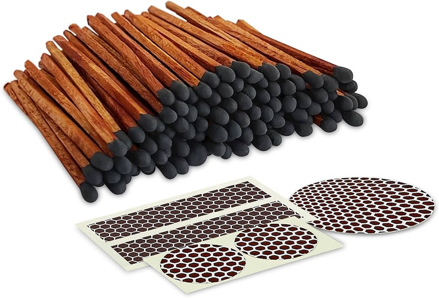 2" Brown Stick Black Tip Espresso Style Safety Matches | 100+ Artisan Bulk Matchsticks with Adhes... | Amazon (US)