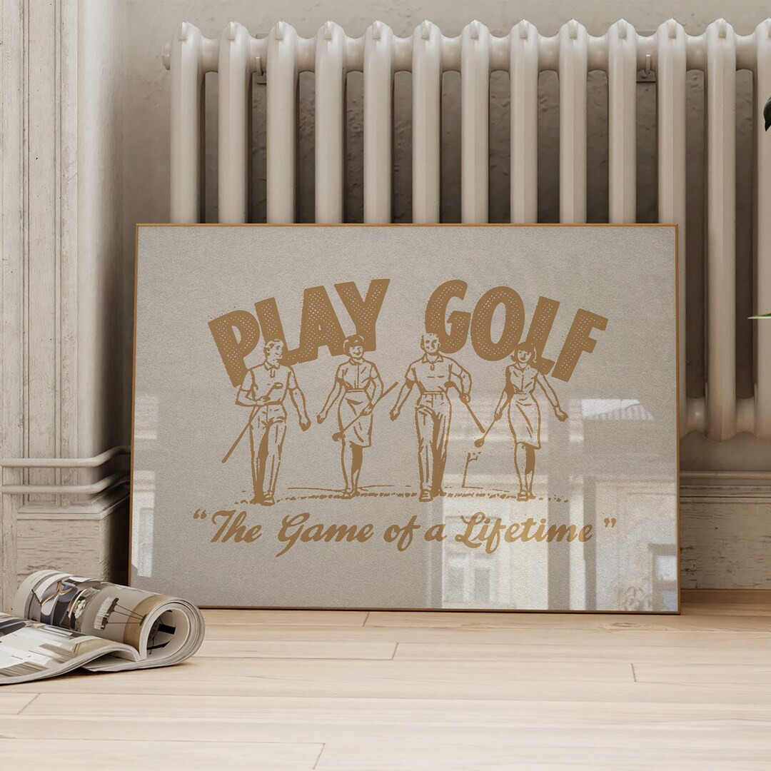 Beige Retro Golf Wall Decor Vintage Brown Horizontal Wall Art Printable Neutral Kids Sports Nurse... | Etsy (US)