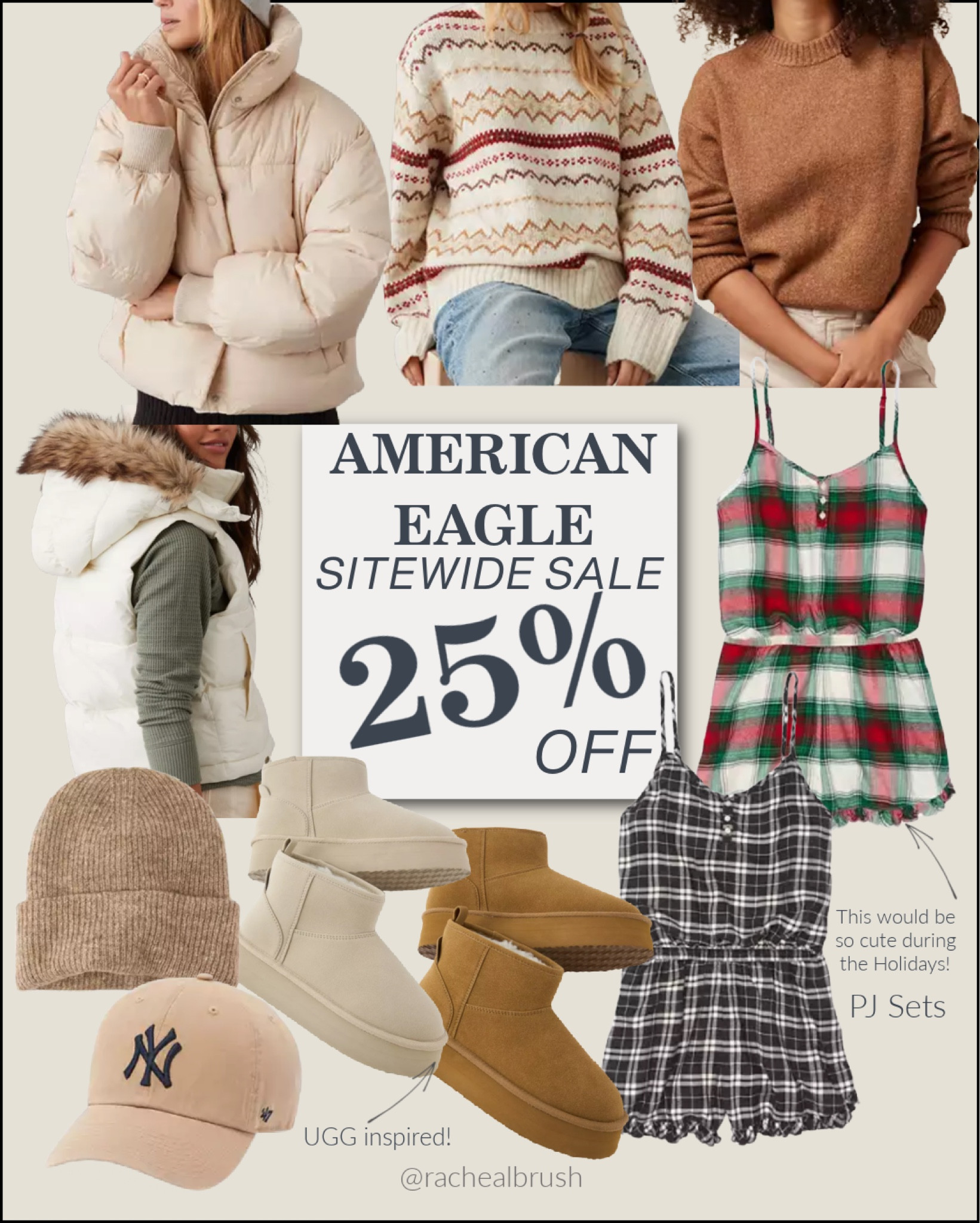 AMERICAN EAGLE ~ LTK SALE ~ coats. Puffer jacket. Hooded vest. Beanie. UGG inspired booties. PJ sets. Sweaters  

#LTKHoliday #LTKSale #LTKSeasonal