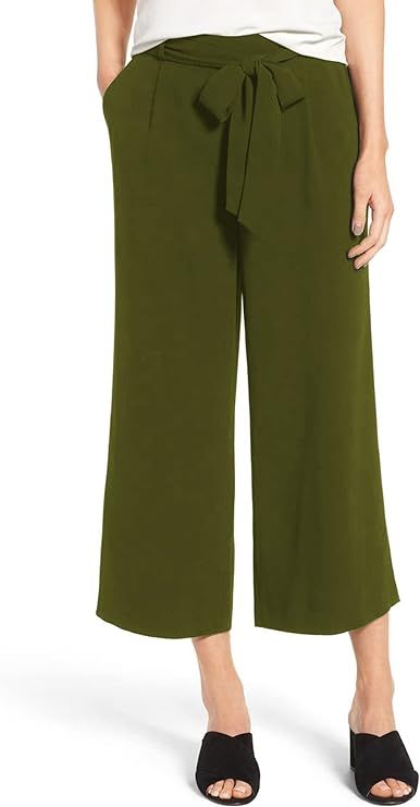 iChunhua Crop Wide Leg Pants for Women Business Casual Capris Dress Bottoms Dressy for Work with ... | Amazon (US)