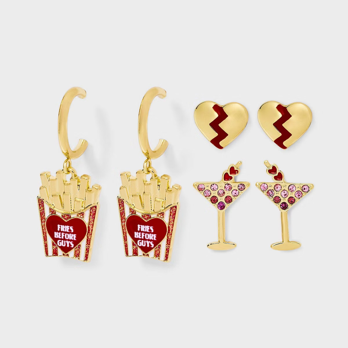 SUGARFIX by BaubleBar Singles' Night Out Earring Set 3pc - Gold | Target