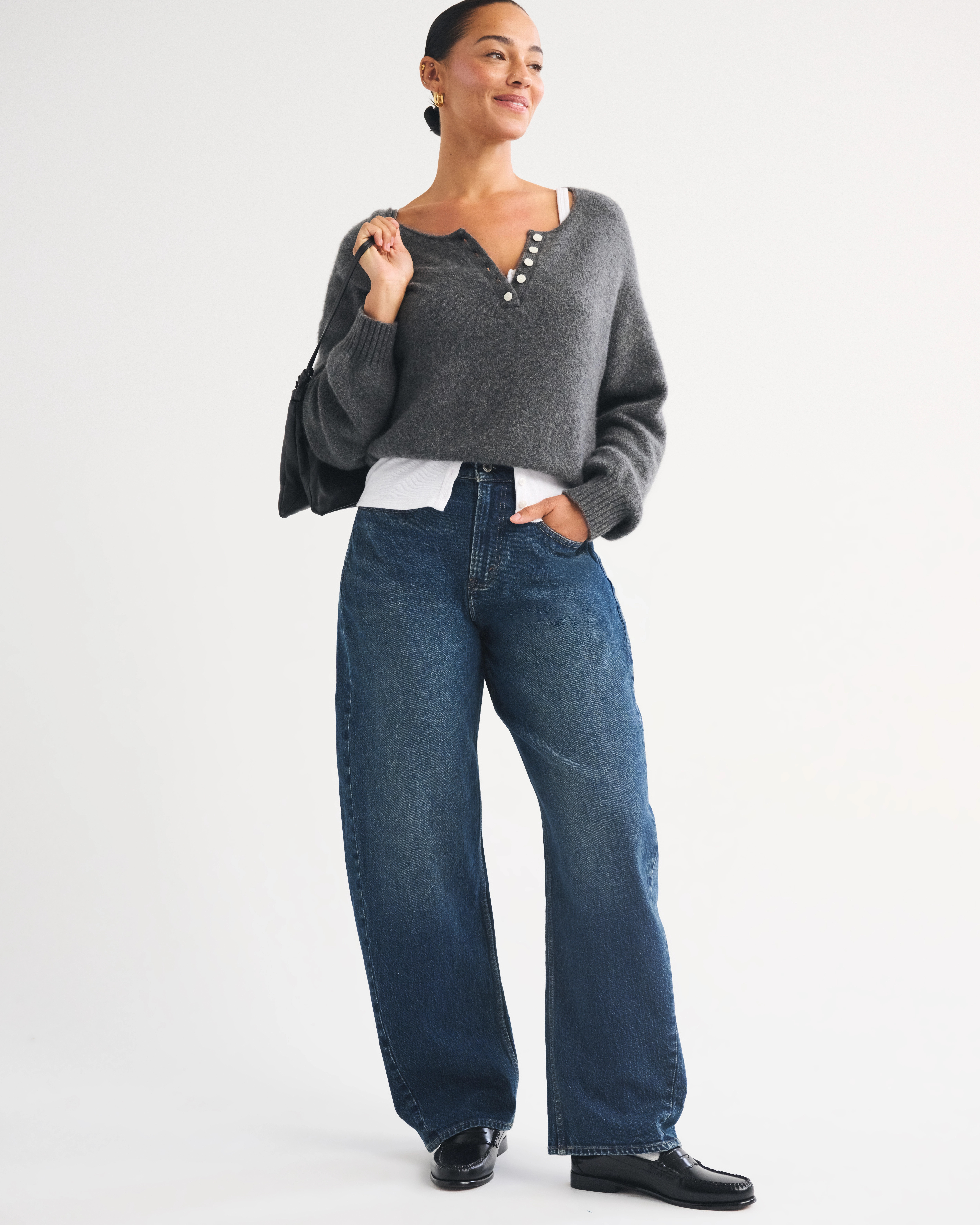 Curve Love High Rise Barrel Jean | Abercrombie & Fitch (US)
