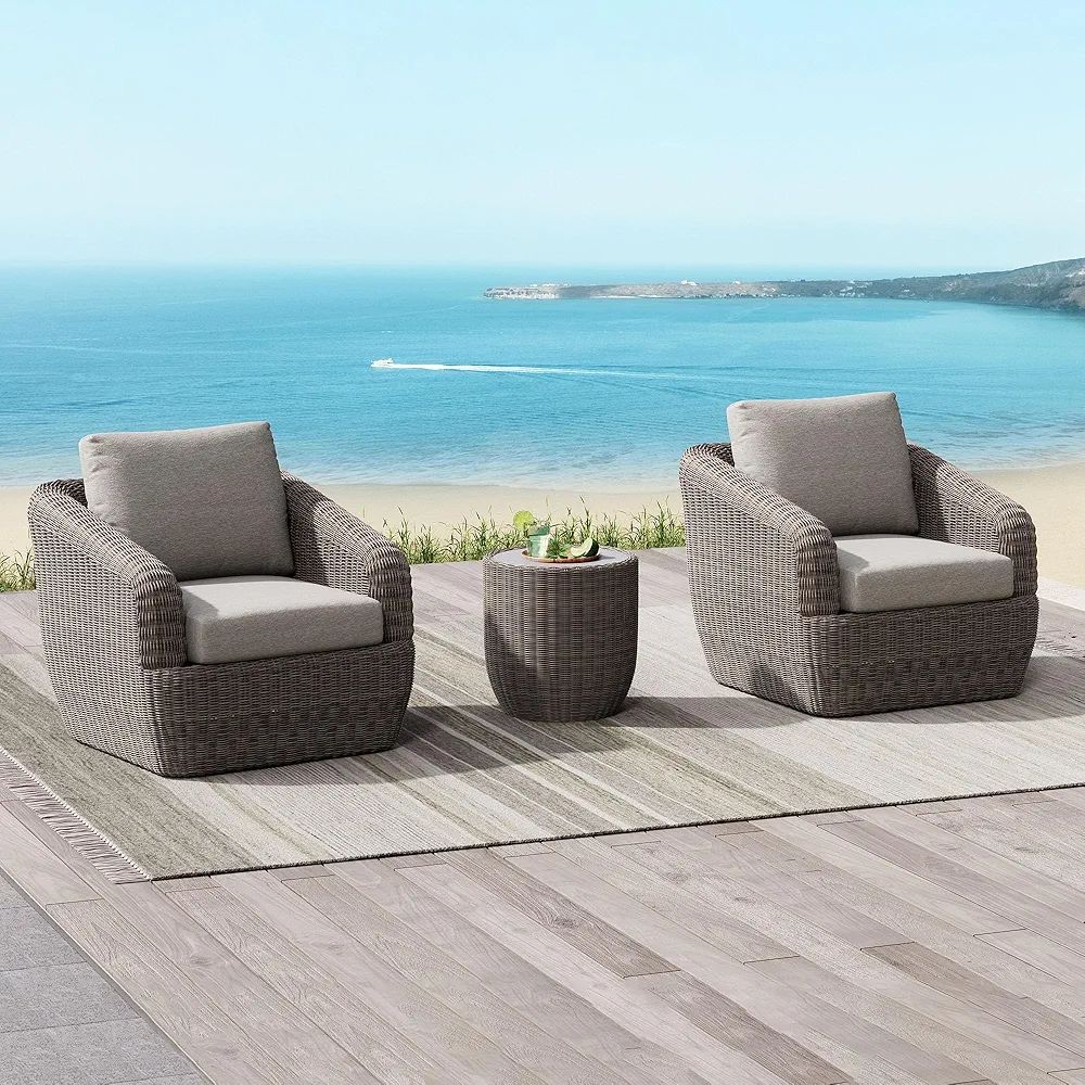 CHITA 3 Pieces Patio Wicker Furniture Set, Outdoor Rattan Bistro Set with 2 Pieces Swivel Chairs,... | Amazon (US)