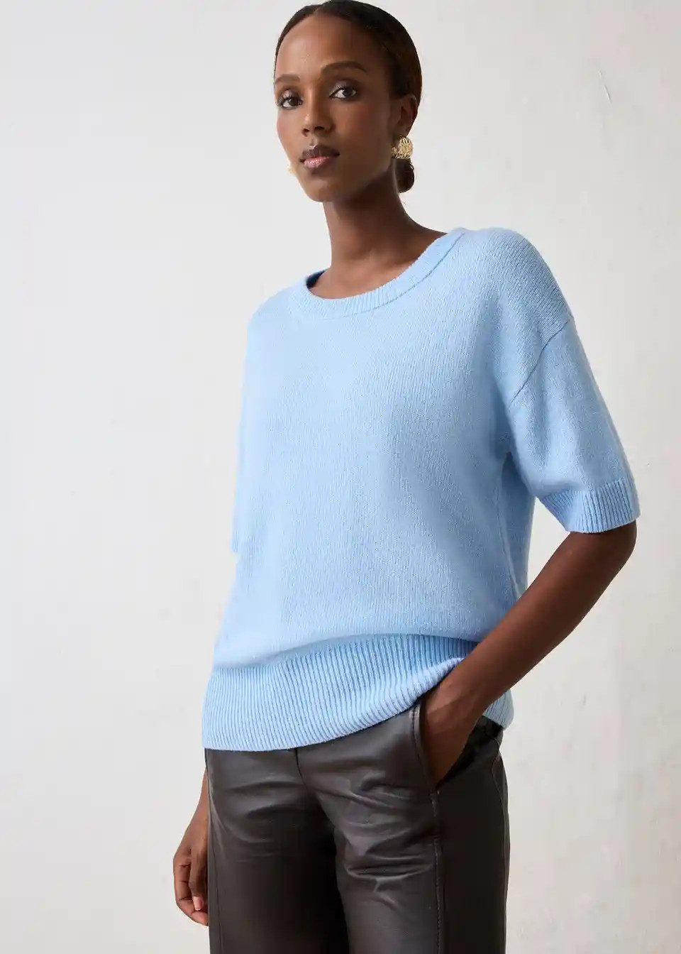Oversize-Kurzarmpullover mit hohem Wollanteil | Bonprix DE