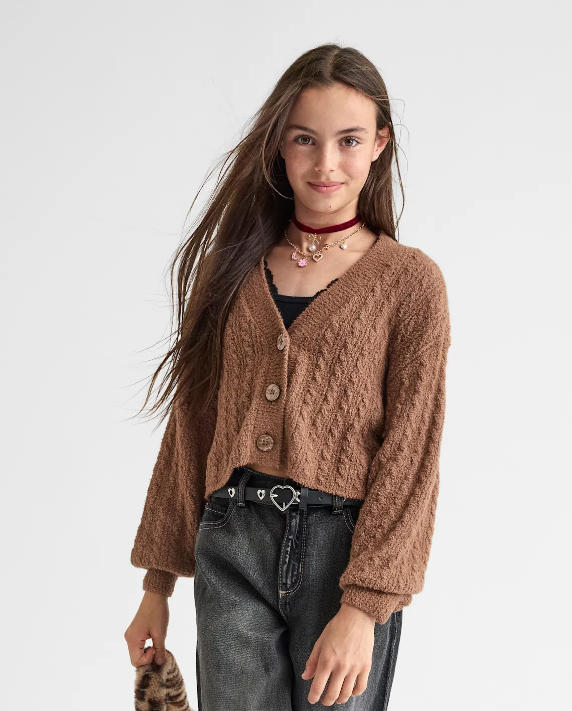 Tween Girls Chenille V Neck Cardigan - brown | The Children's Place