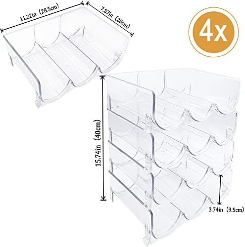 4 Pack Water Bottle Organizer, Stackable Kitchen Home Pantry Organization and Storage Bin, Plasti... | Amazon (US)