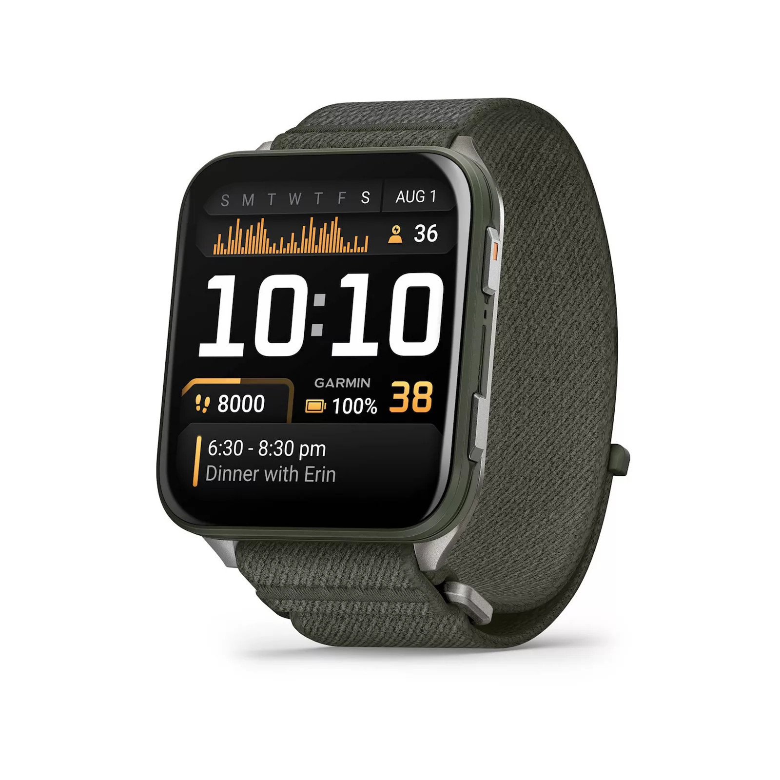 Garmin Venu X1 Titanium Caseback ComfortFit Nylon Band Smartwatch, Green | Kohl's