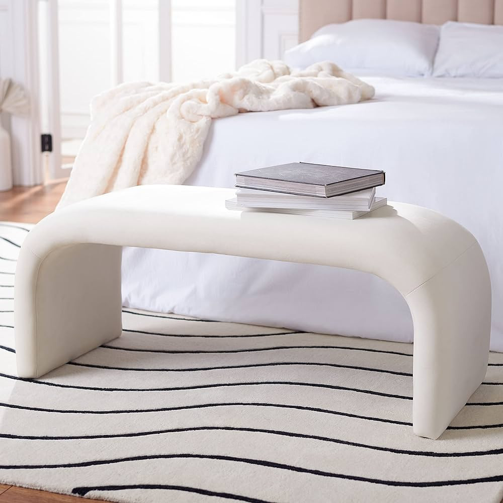 Safavieh Home Collection Tenko Modern Cream Velvet Bench (Fully Assembled) BCH1300A | Amazon (US)