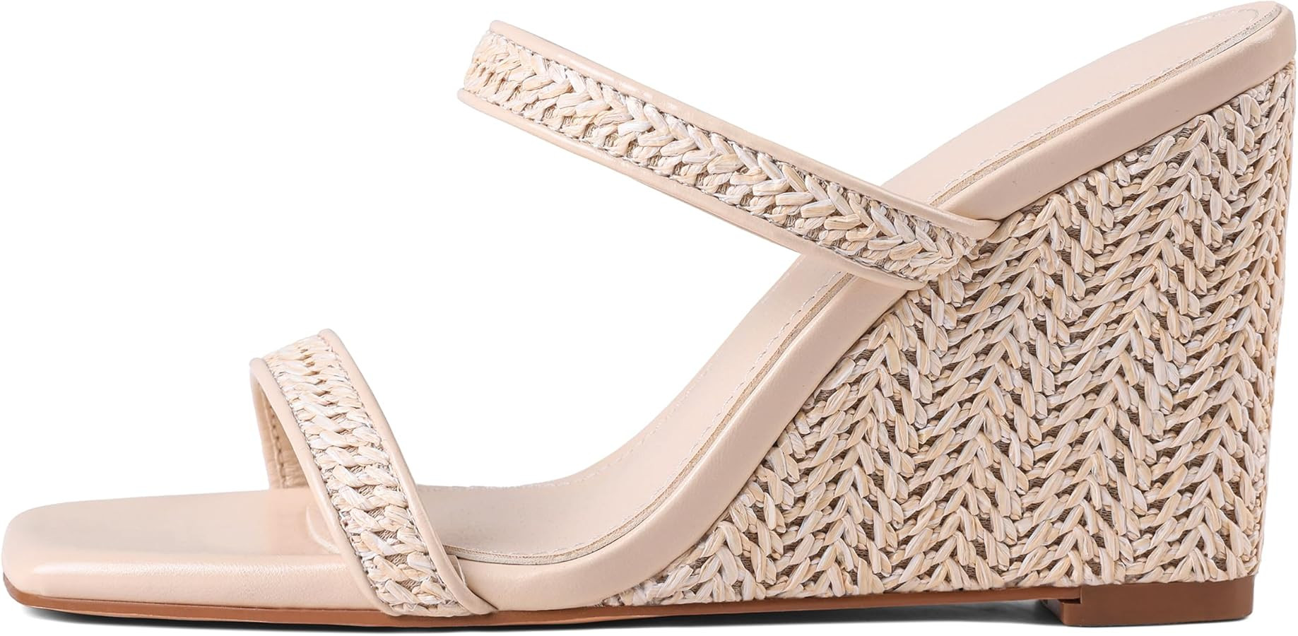 EQAUDES Wedge Sandals for Women Beach Shoes Espadrilles - Square Toe, Chunky Heel, Slip-On, Slide... | Amazon (US)