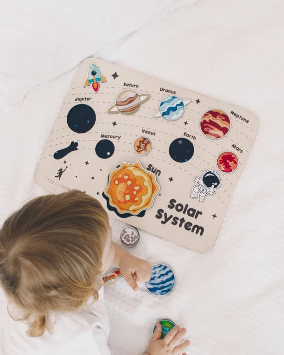 Solar System Wooden Puzzle Montessori Toy Memory Game for Kids | Etsy | Etsy (US)