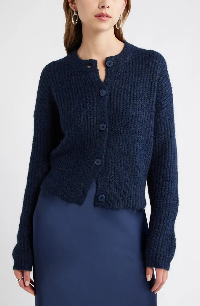 Fuzzy Crewneck Cardigan | Nordstrom