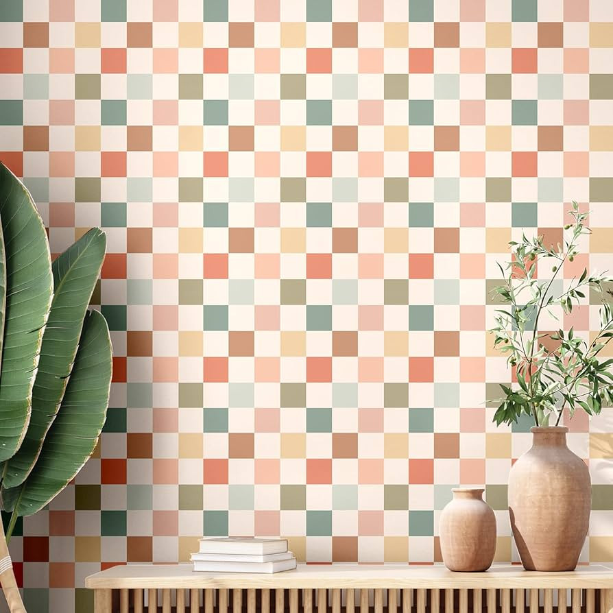 Drydiet Retro Checkered Peel and Stick Wallpaper Gingham Plaid Funky Checkered Contact Paper Wate... | Amazon (US)