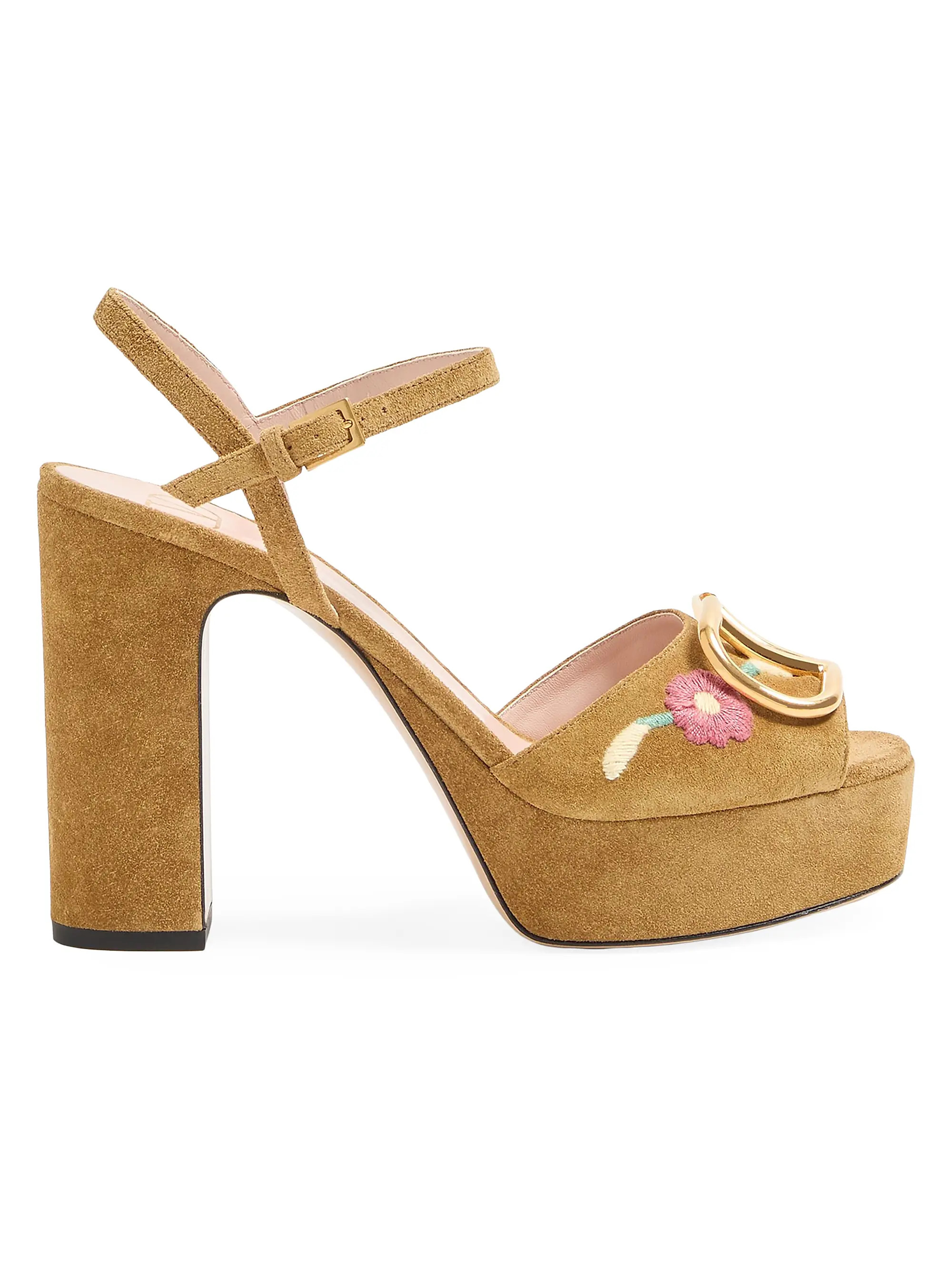 VLogo Signature 115MM Platform Sandals in Split Leather | Saks Fifth Avenue