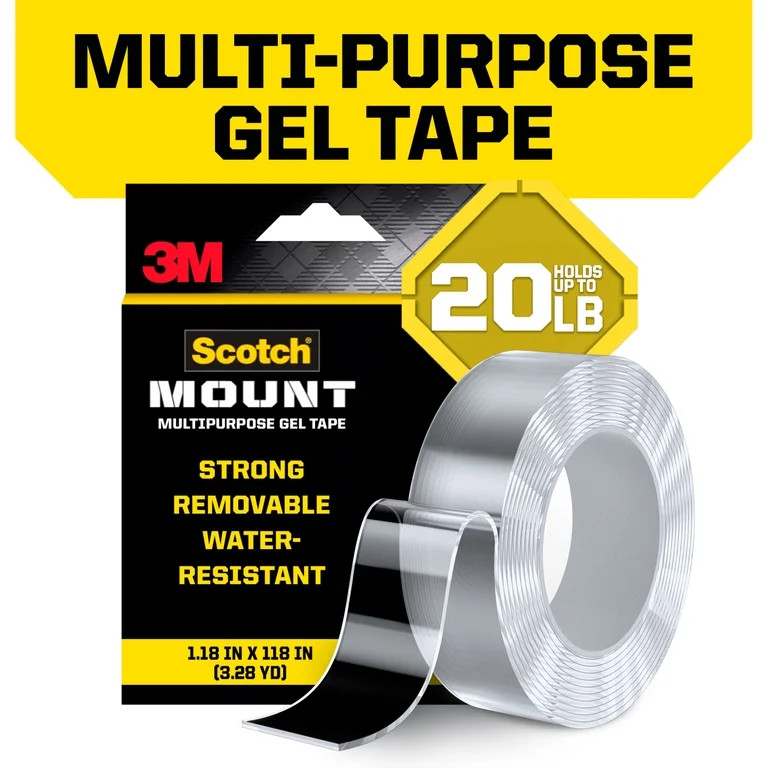 Scotch-Mount Multipurpose Gel Tape, Clear, 1.18 in x 118 in, Holds 20 lbs, 1 Pack | Walmart (US)