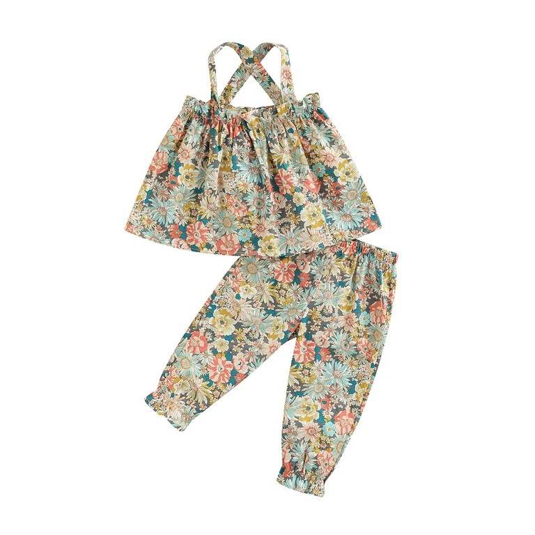 Bagilaanoe 2pcs Toddler Baby Girls Long Pants Sets Sleeveless Backless Camisole Tops + Trousers 1... | Walmart (US)