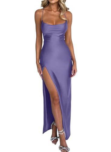 Memoriesea Women's Sexy Spaghetti Strap Bodycon Cowl Neck Party Cocktail Maxi Dress | Amazon (US)
