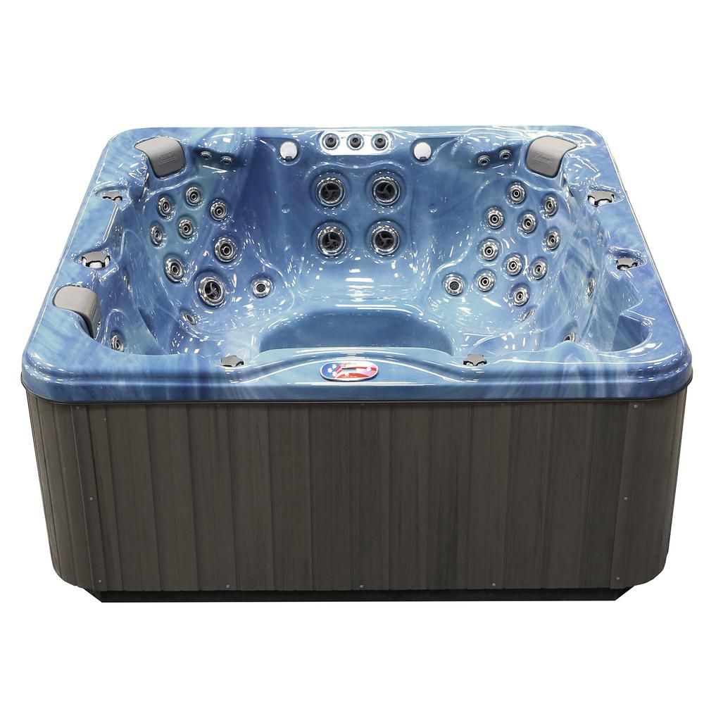 American Spas 7-Person 56-Jet Premium Acrylic Lounger Spa Hot Tub with Bluetooth Stereo System, Subw | The Home Depot