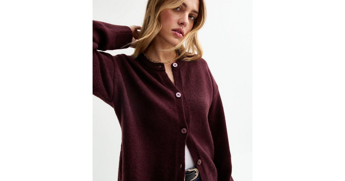 Burgundy Crew Neck Cardigan
						
						Add to Saved Items
						Remove from Saved Items | New Look (UK)