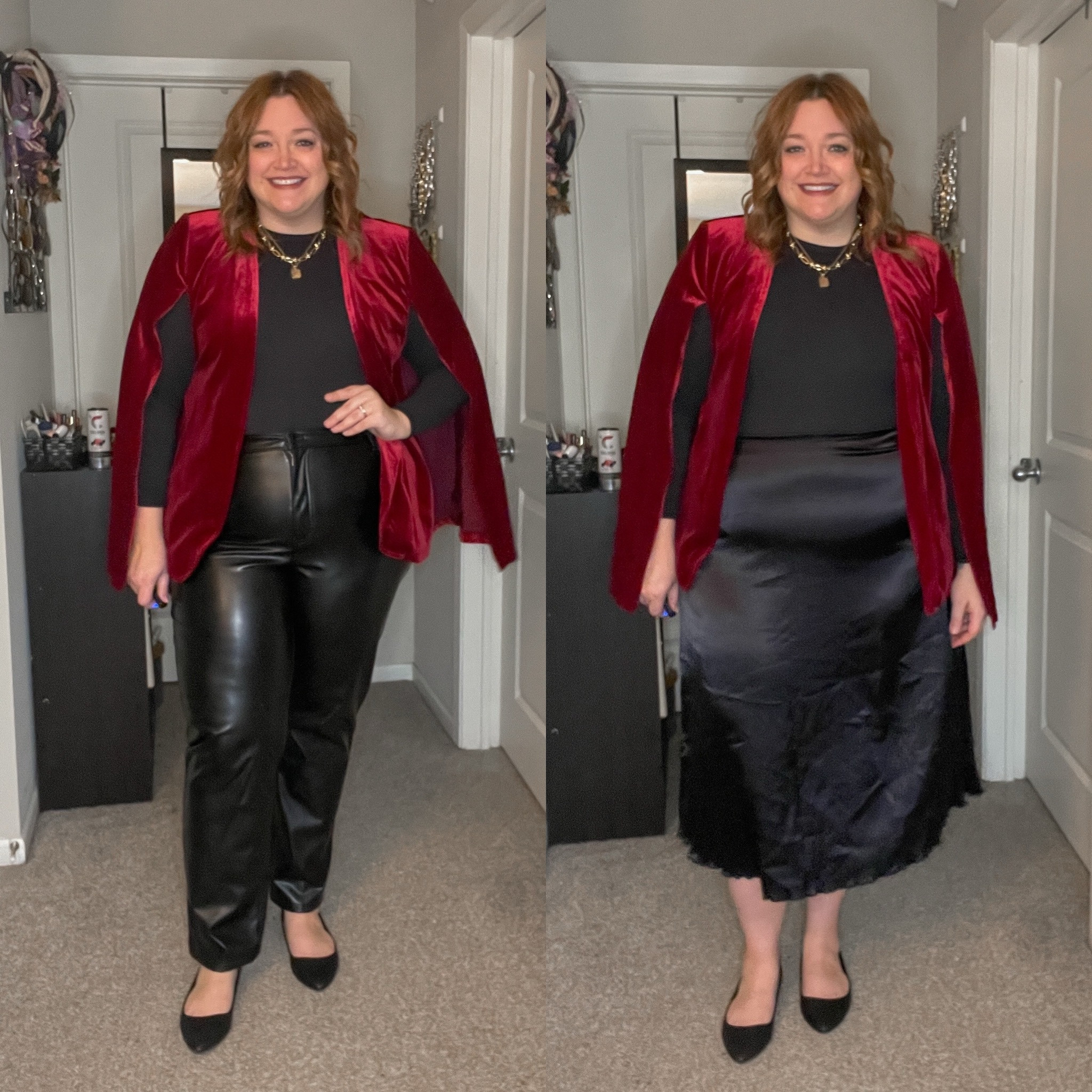 Two holiday outfit looks to wear this showstopping cape 

#LTKParties #LTKHoliday #LTKMidsize