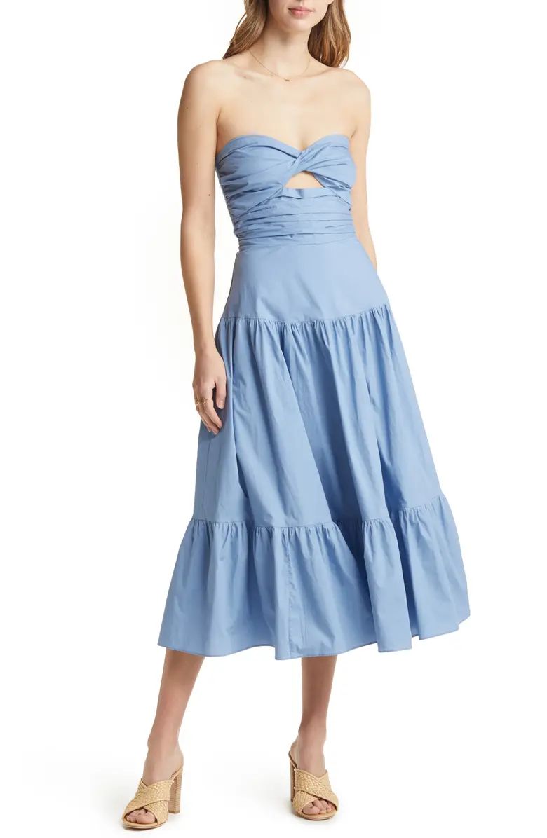 Strapless Cutout Cotton Midi Dress | Nordstrom