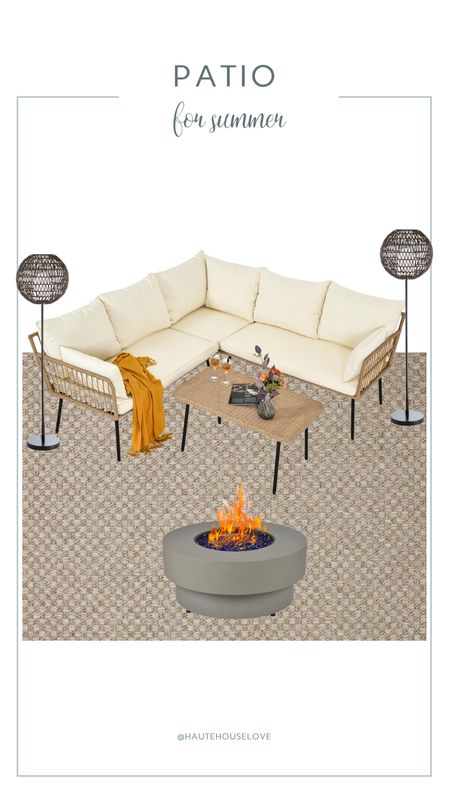 Summer patio design, all from Amazon.




Summer patio area rug, outdoor area rug, outdoor couch set, outdoor coffee table, outdoor floor lamp, outdoor firepit 

#LTKHome