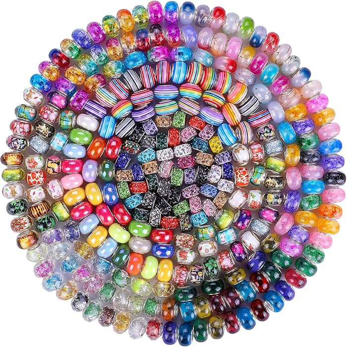 European Large Hole Spacer Charm Beads for DIY Bracelet Jewelry Making, Multicolor, Rhinestone, R... | Amazon (US)
