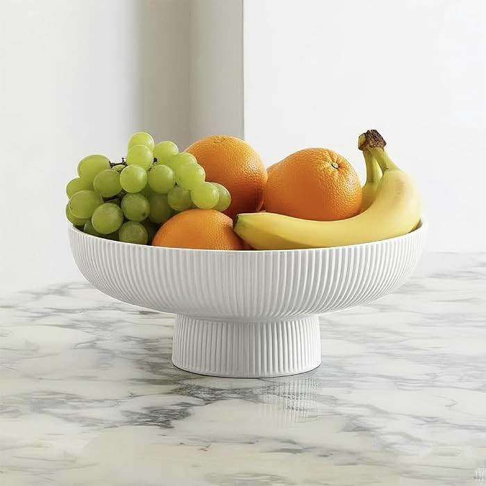 SEICASAYA 25 cm Ceramic Fruit Bowl with Draining Function for Kitchen Counter and Dining Table De... | Amazon (CA)