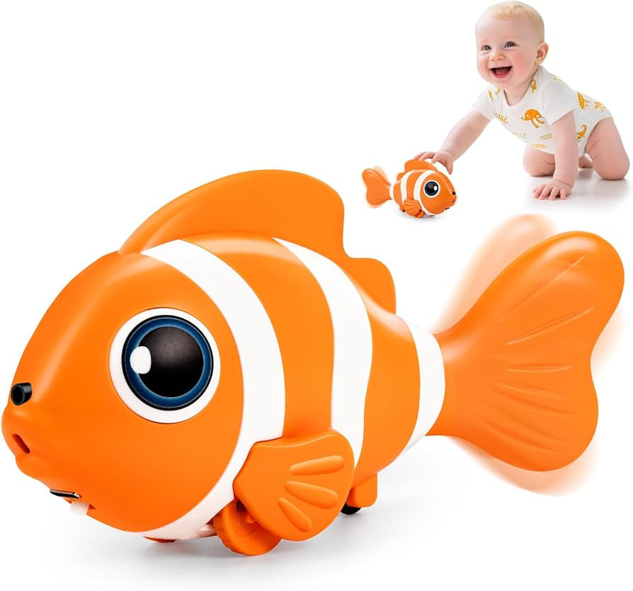 Crawling Fish Baby Toys, Tummy Time Toys for Babies 6-12 Months, Magic Swinging Fish Music Crawli... | Amazon (US)