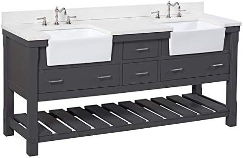 Charlotte 72-inch Double Bathroom Vanity (Quartz/Charcoal Gray): Includes Charcoal Gray Cabinet w... | Amazon (US)