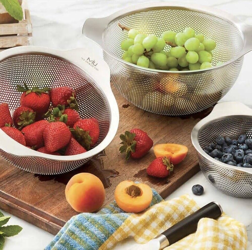 MIU 18-8 Stainless Steel 3 Piece Colander Set | Amazon (US)
