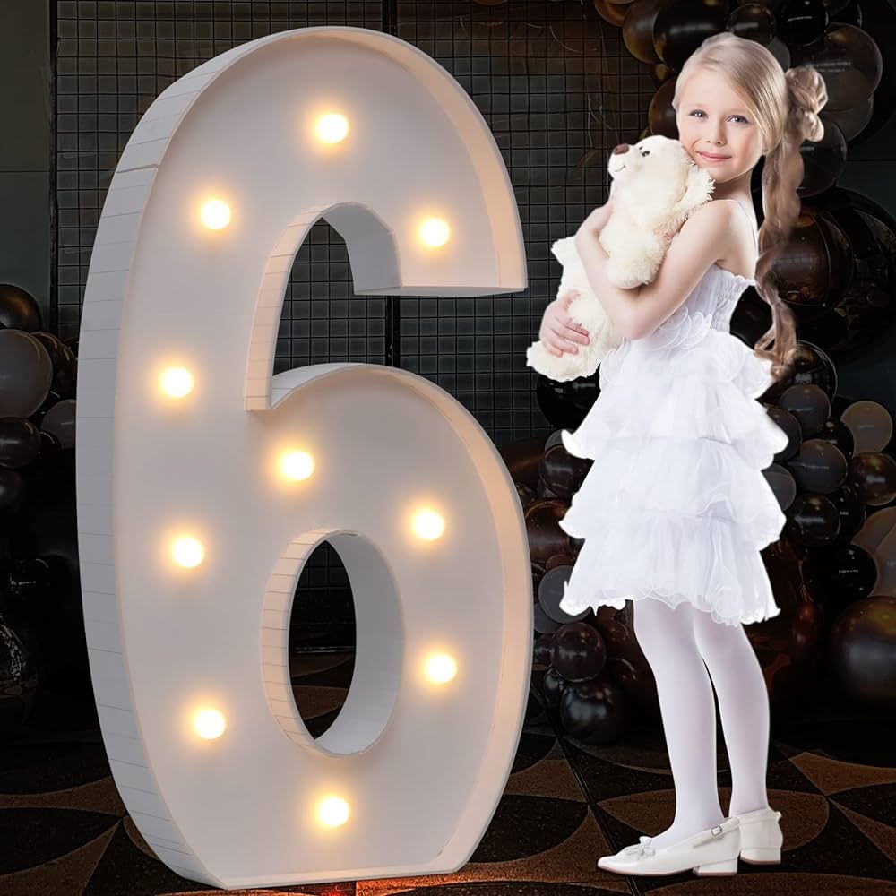 4FT Marquee Light Up Numbers Letters, Mosaic Numbers for Balloons, Gaint Marquee Numbers, Number ... | Amazon (US)
