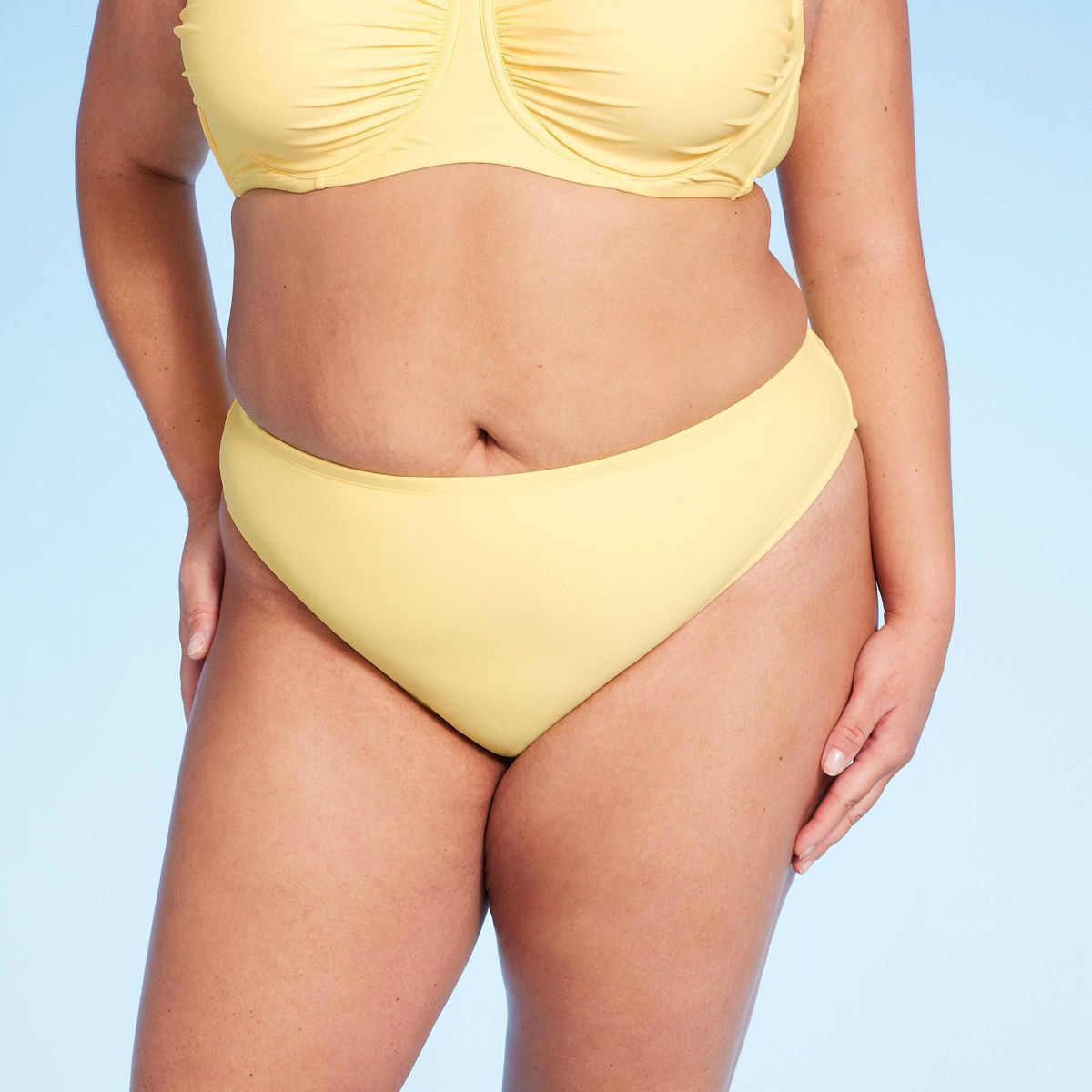 Women's Side-Tie Mid-Rise Cheeky High Leg Bikini Bottom - Wild Fable™ Yellow | Target