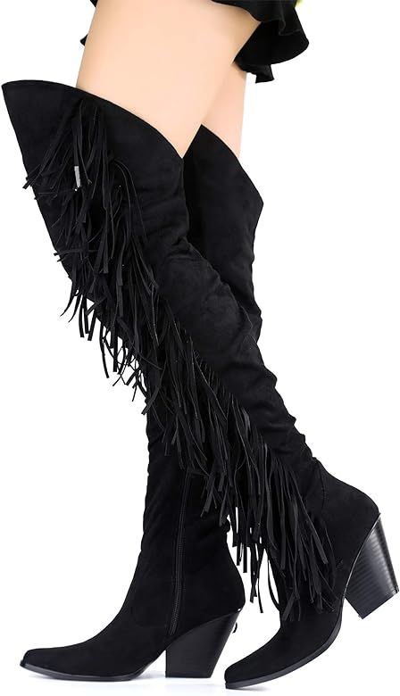 Cape Robbin Gabanna Cowboy Over The Knee Boots Women, Western Cowgirl Boots, Fashion Dress Fringe Bo | Amazon (US)