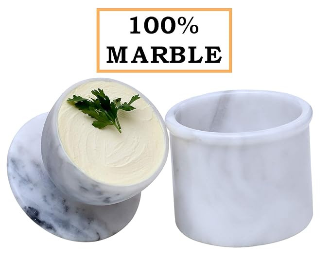 Butter Dish Cover Pot Handmade Marble French Butter Storage Bell Crock Keeper for Kitchen - Non C... | Amazon (US)