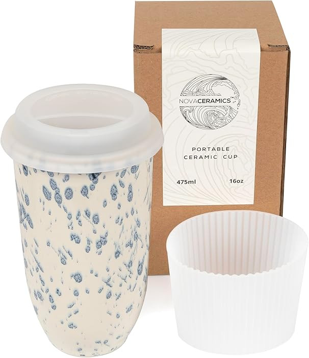 NOVA CERAMICS Travel Coffee Mug– Travel Coffee Tumbler – On the Go Coffee Mug – Microwave &... | Amazon (US)