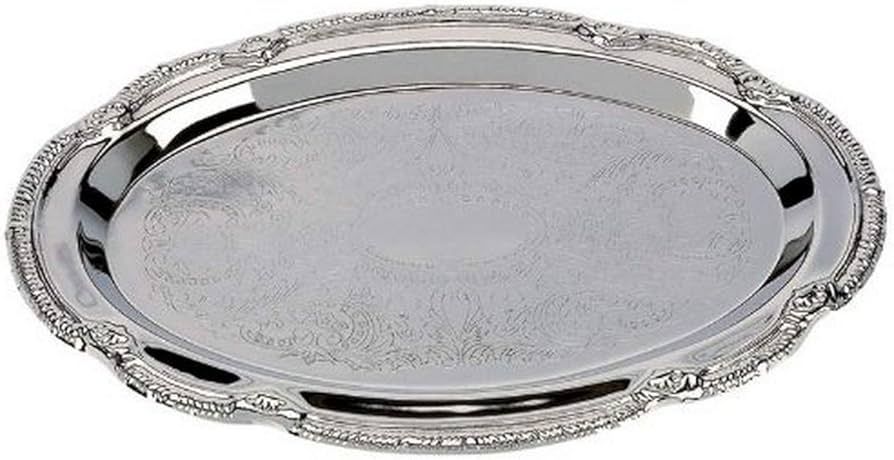 Silver Finish Serving Tray, 9 x 6 inches, 7 1/4 X 4 1/4 Serving Area | Amazon (US)