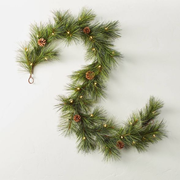 6' Pre-Lit LED Faux Needle Pine Plant Garland with Pinecones - Hearth & Hand™ with Magnolia | Target